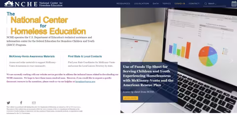 National Center for Homeless Education Website Home Page Thumbnail