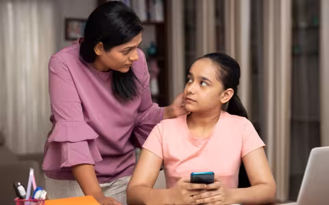 Mother Catches Daughter Using Phone while studying
